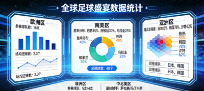 全球足球盛宴数据仪表盘展示各赛区统计信息